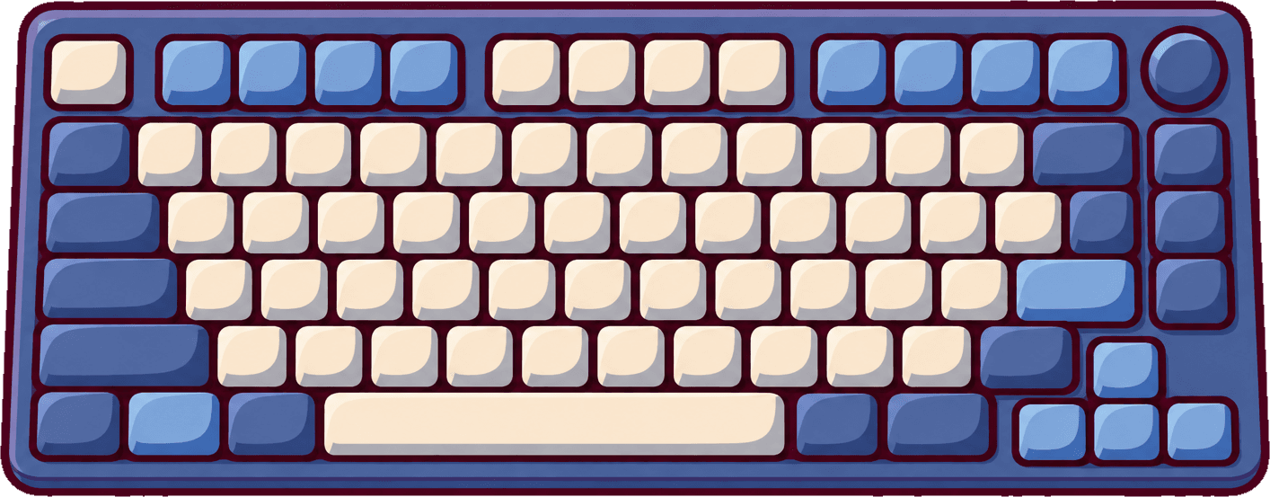 A mechanical keyboard on the desk.