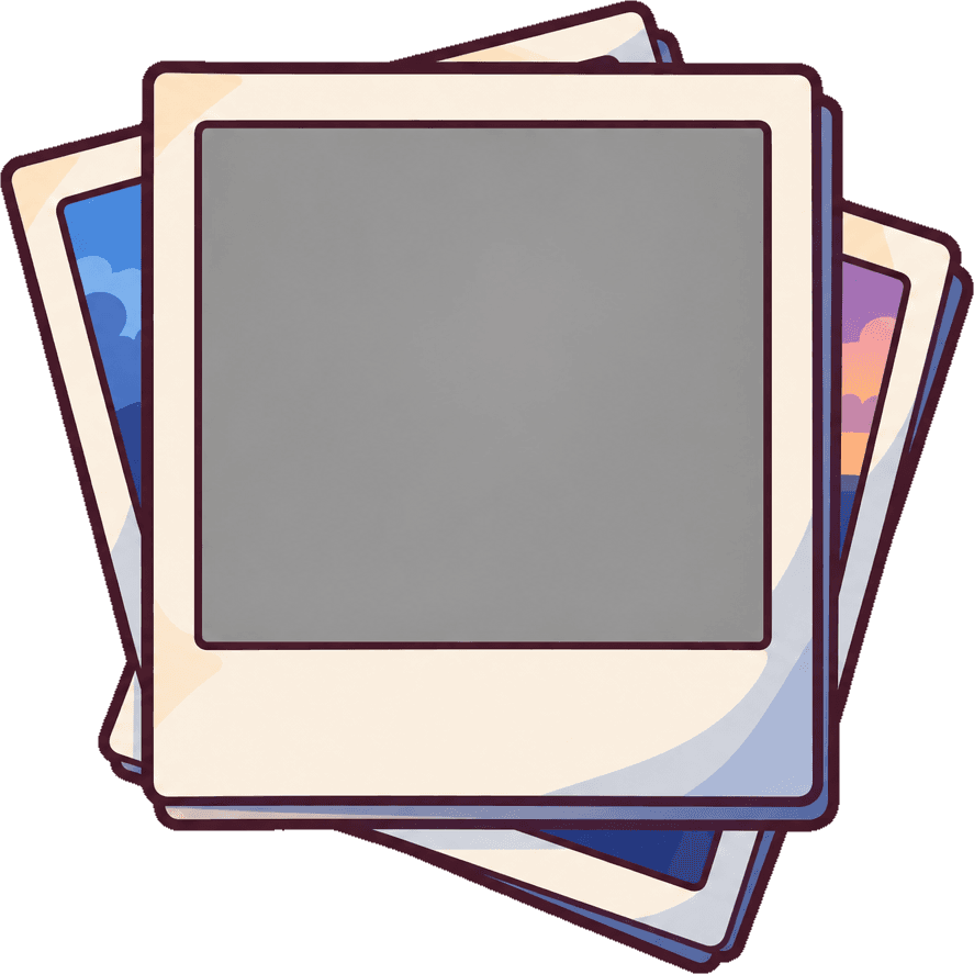 A stack of instant photos.